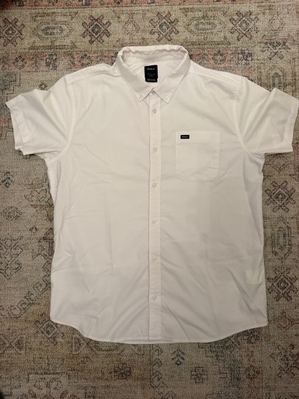 RVCA White Short-Sleeve Button-Up Polo Shirt